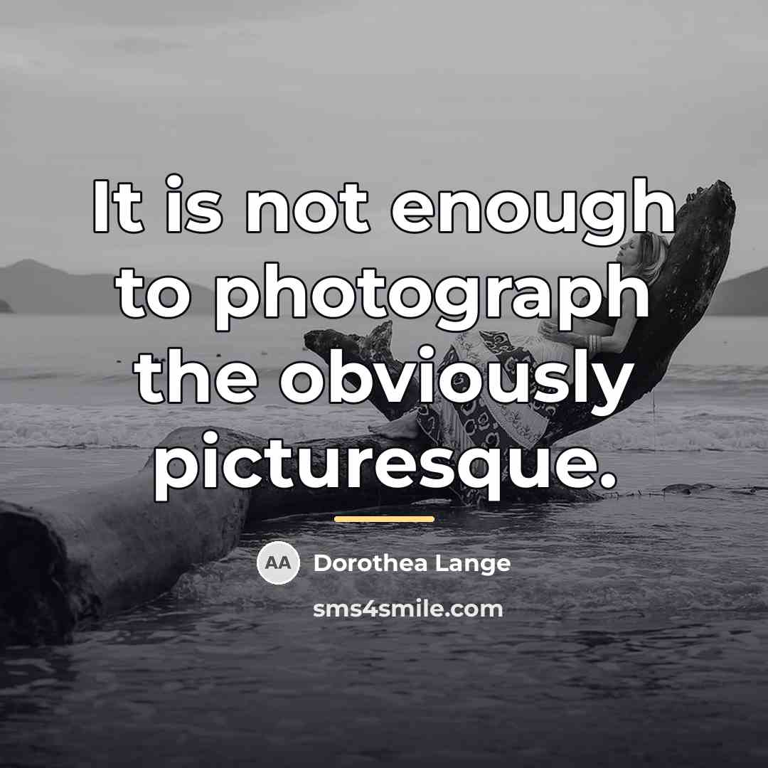 “It is not enough to photograph the obviously picturesque.…” quote by Dorothea Lange