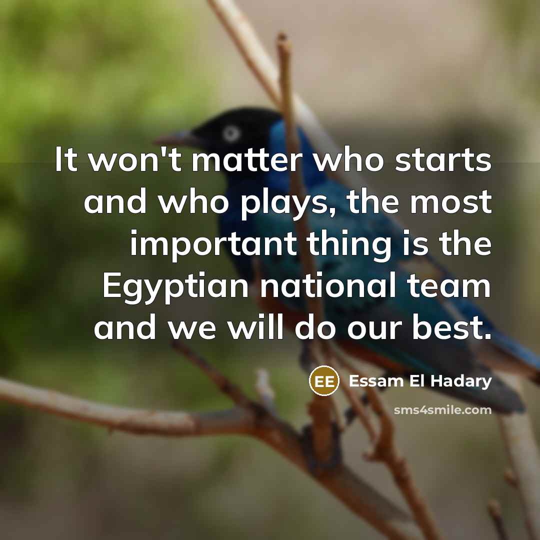 “It won't matter who starts and who plays, the most…” quote by Essam El Hadary