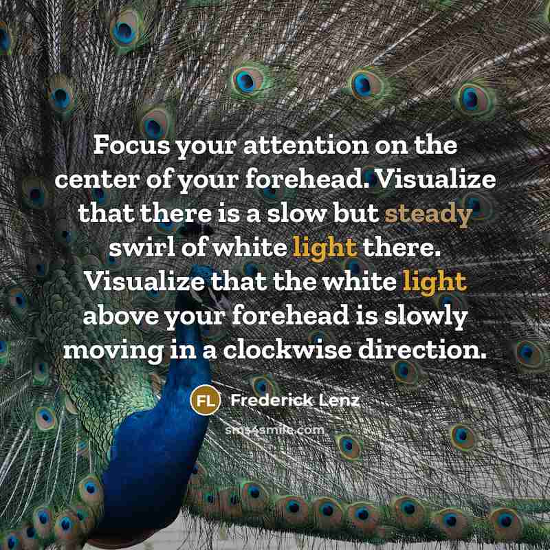 “Focus your attention on the center of your forehead. Visualize…” quote by Frederick Lenz