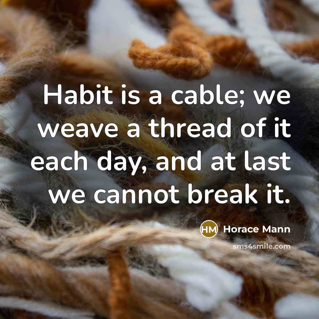 “Habit is a cable; we weave a thread of it…” quote by Horace Mann