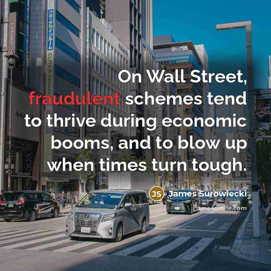 “On Wall Street, fraudulent schemes tend to thrive during economic…” quote by James Surowiecki