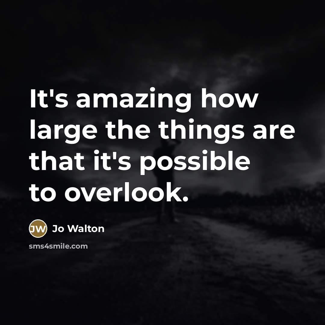 “It's amazing how large the things are that it's possible…” quote by Jo Walton