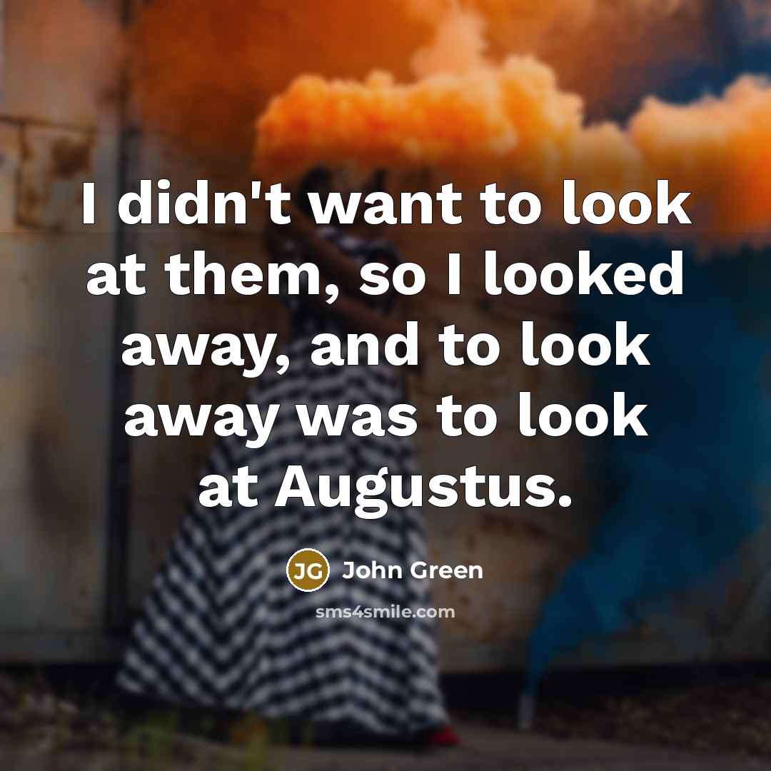 “I didn't want to look at them, so I looked…” quote by John Green