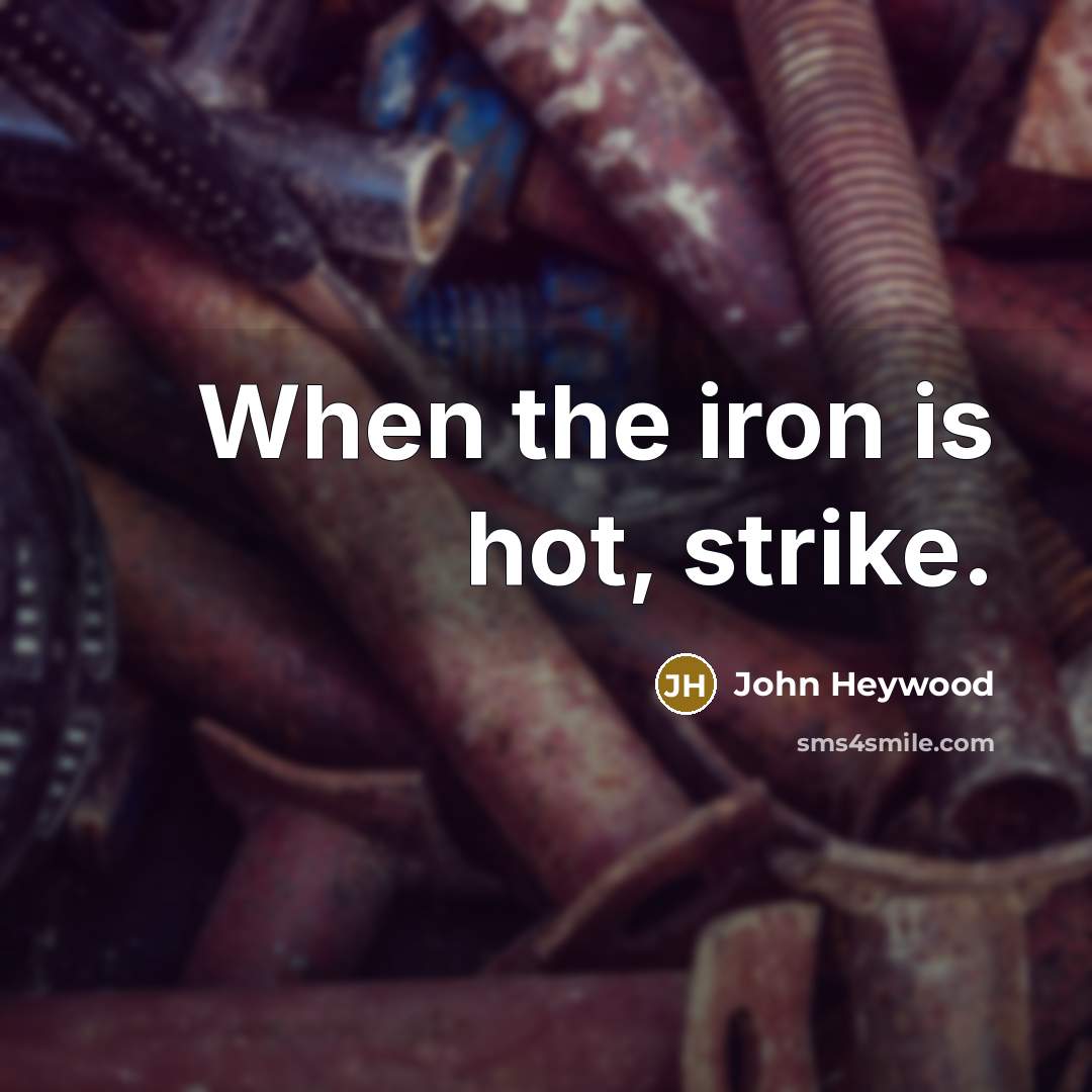 “When the iron is hot, strike.…” quote by John Heywood