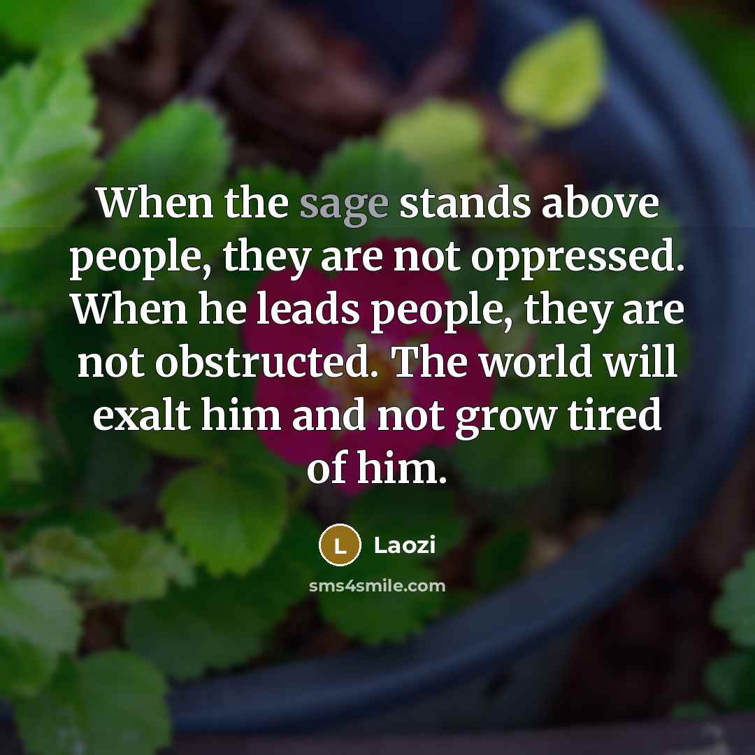 “When the sage stands above people, they are not oppressed.…” quote by Laozi
