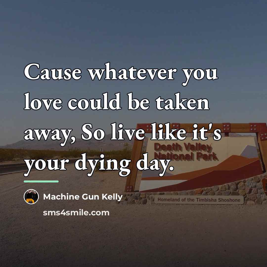 “Cause whatever you love could be taken away, So live…” quote by Machine Gun Kelly