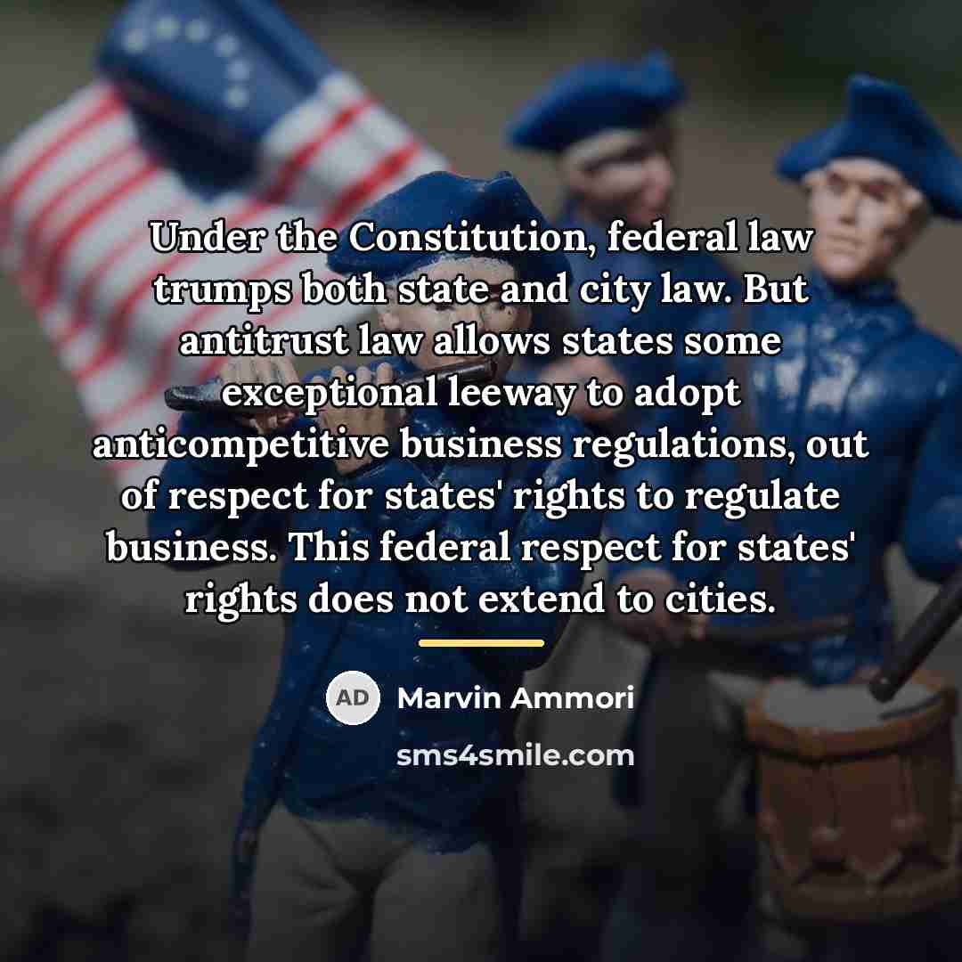 “Under the Constitution, federal law trumps both state and city…” quote by Marvin Ammori