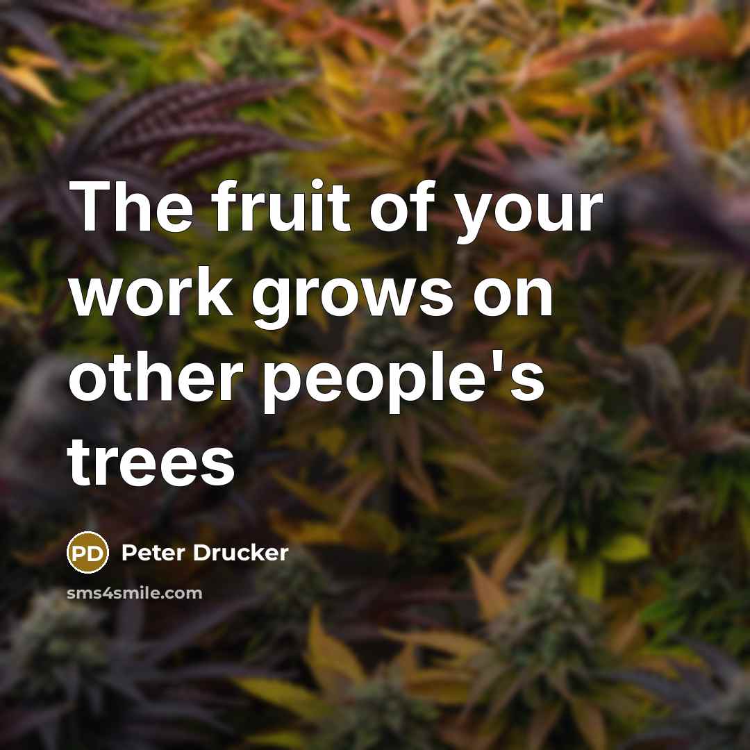 “The fruit of your work grows on other people's trees…” quote by Peter Drucker