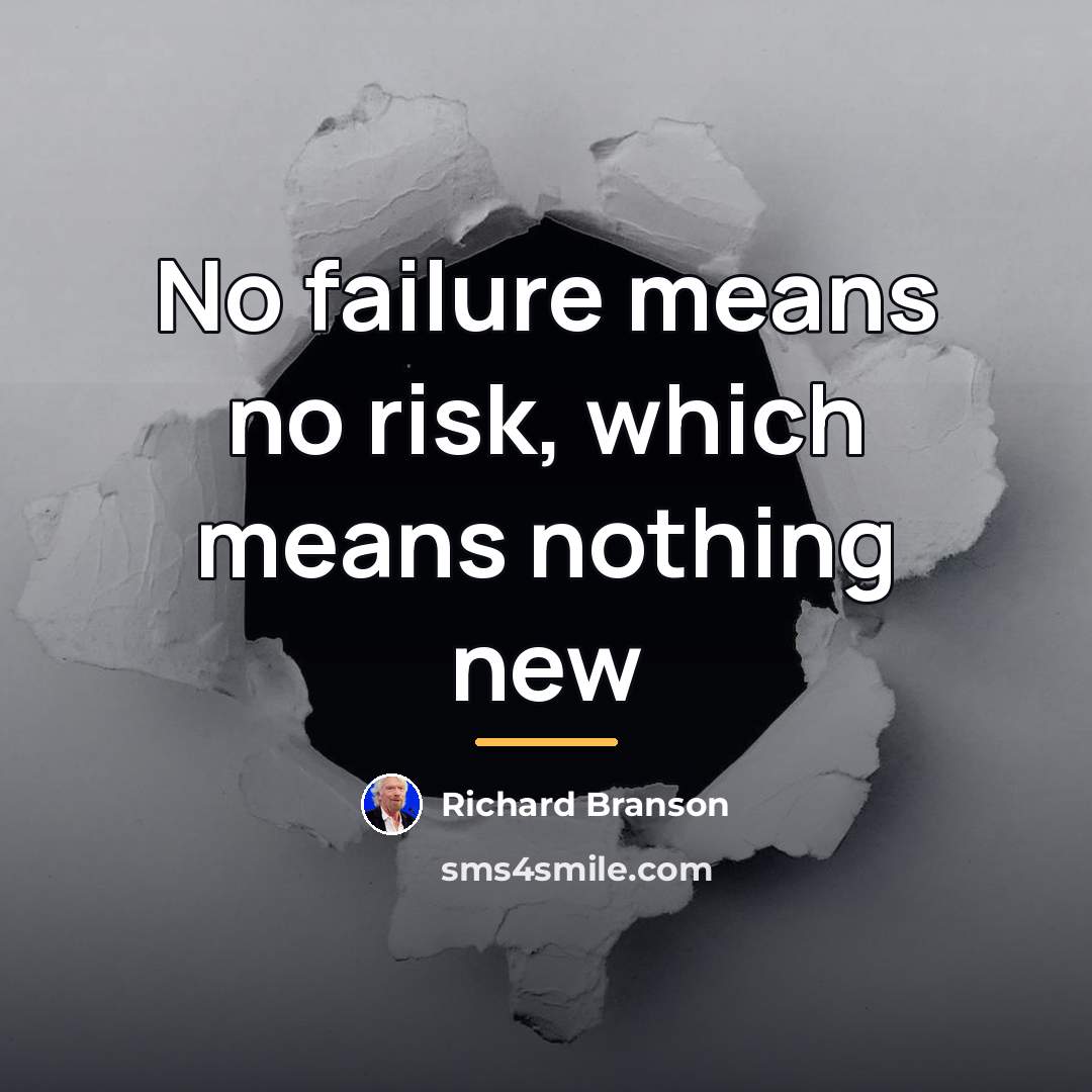 “No failure means no risk, which means nothing new…” quote by Richard Branson