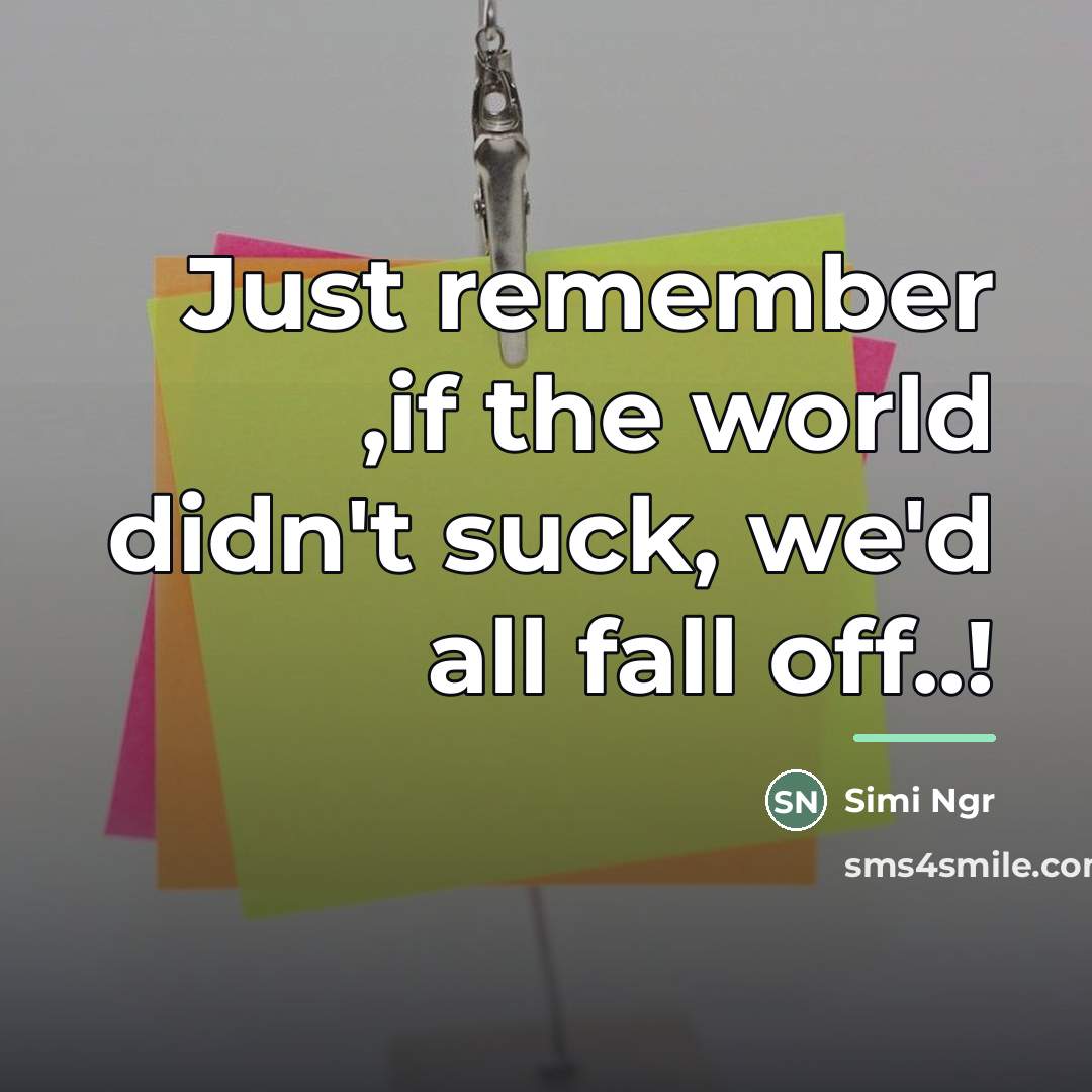 “Just remember ,if the world didn't suck, we'd all fall…” quote by Simi Ngr
