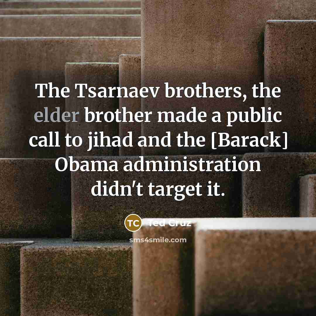 “The Tsarnaev brothers, the elder brother made a public call…” quote by Ted Cruz