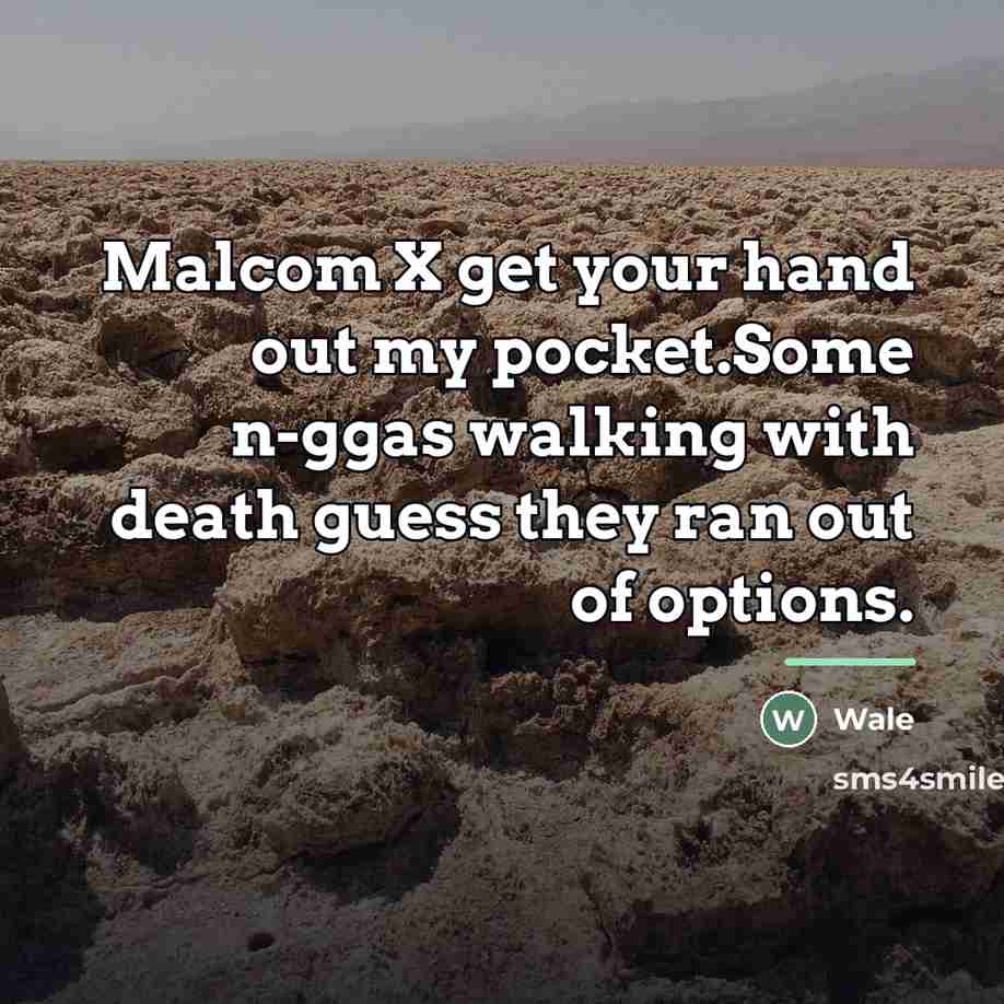 “Malcom X get your hand out my pocket.Some n-ggas walking…” quote by Wale