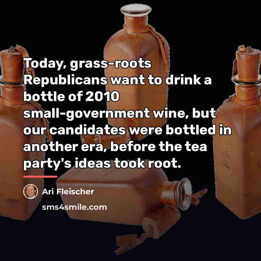 “Today, grass-roots Republicans want to drink a bottle of 2010…” quote by Ari Fleischer