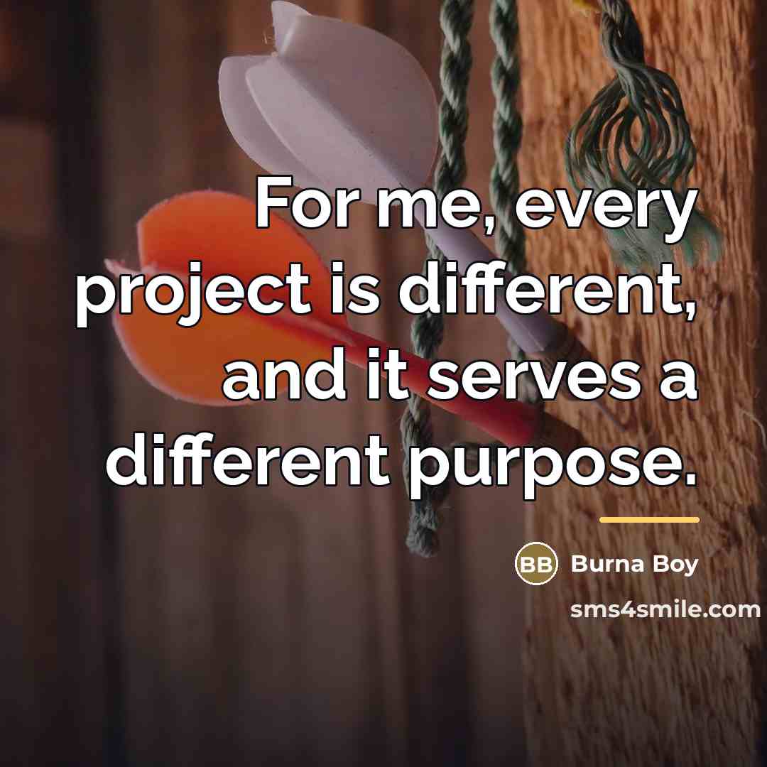 “For me, every project is different, and it serves a…” quote by Burna Boy