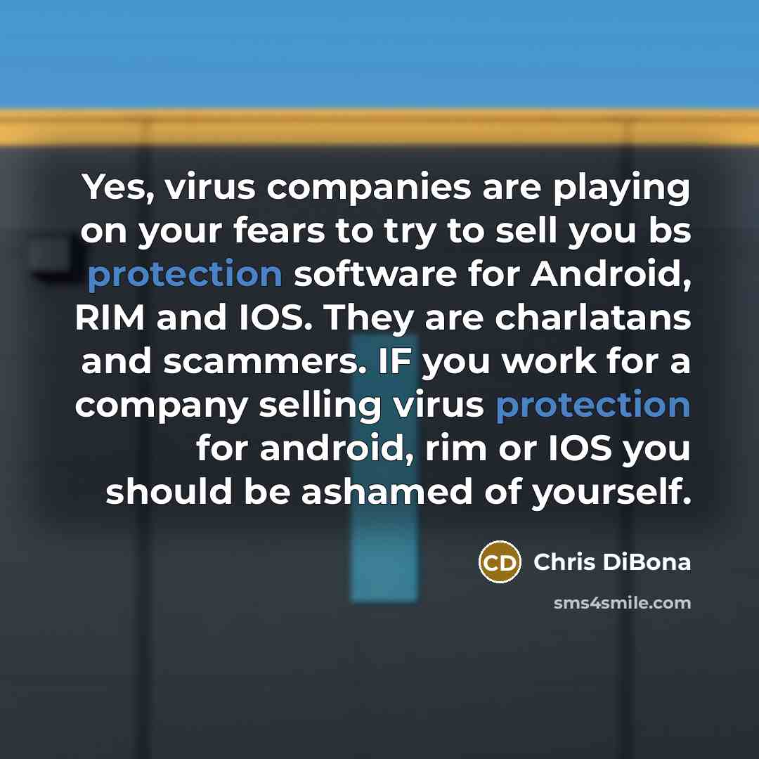 “Yes, virus companies are playing on your fears to try…” quote by Chris DiBona