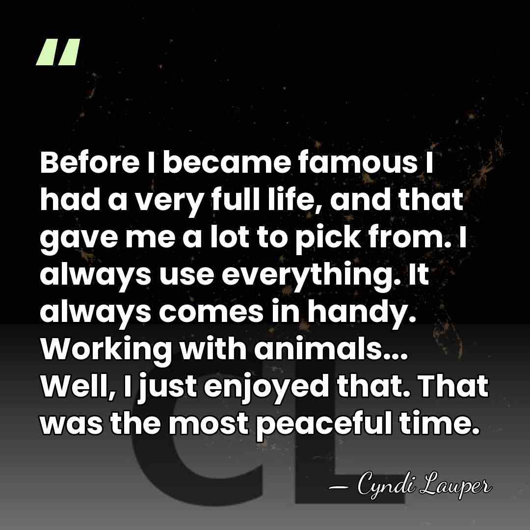 Before I became famous I had a very full life, and that&hellip; - Cyndi Lauper