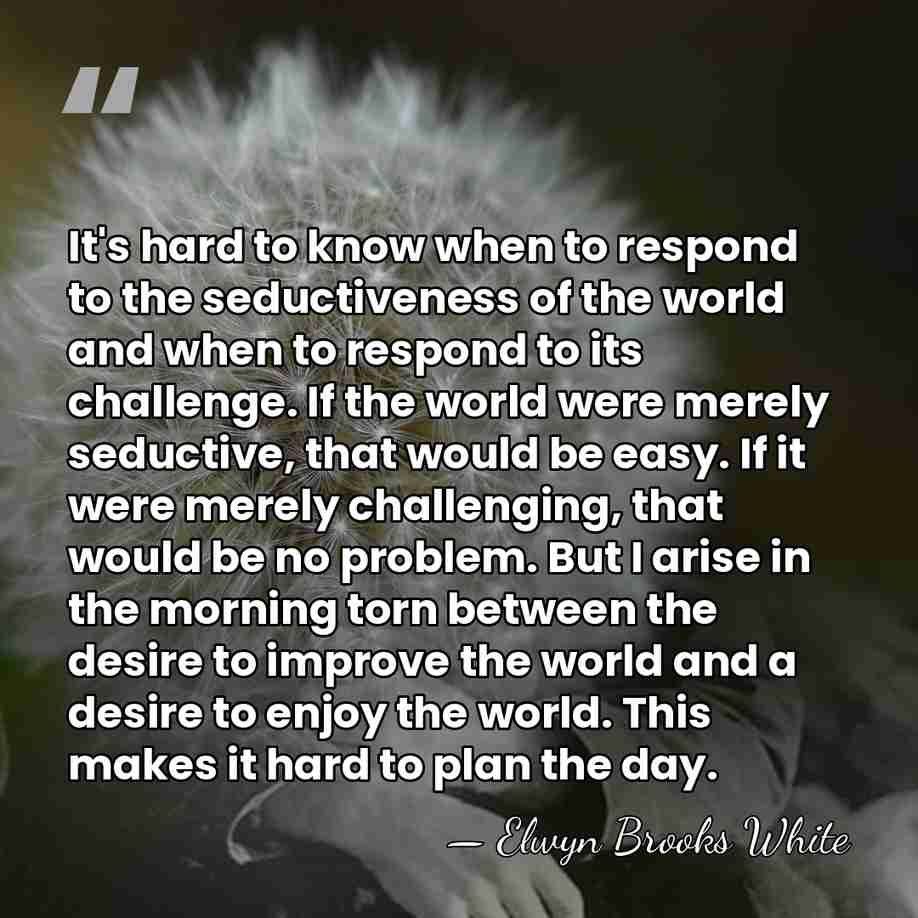 It's hard to know when to respond to the seductiveness of the&hellip; - Elwyn Brooks White