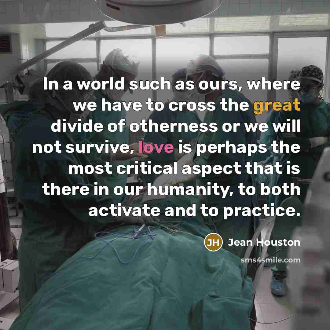 “In a world such as ours, where we have to…” quote by Jean Houston