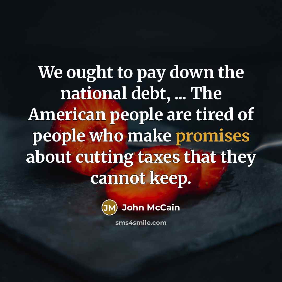 “We ought to pay down the national debt, ... The…” quote by John McCain