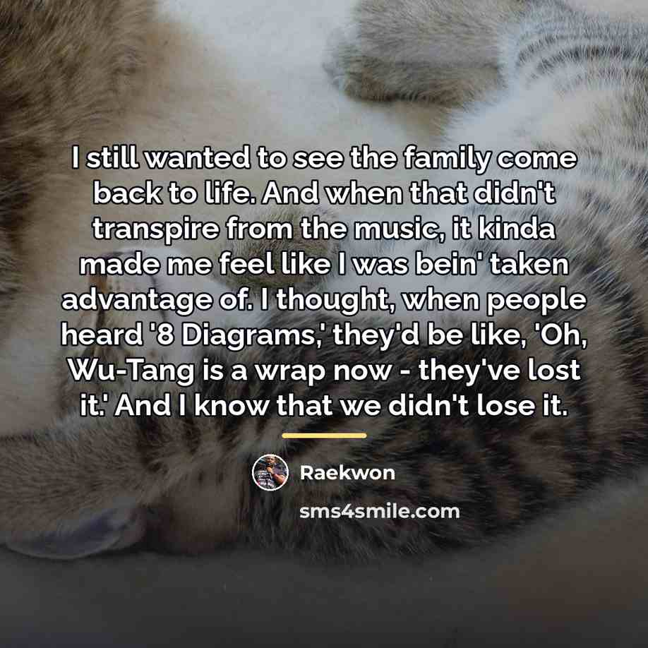 “I still wanted to see the family come back to…” quote by Raekwon
