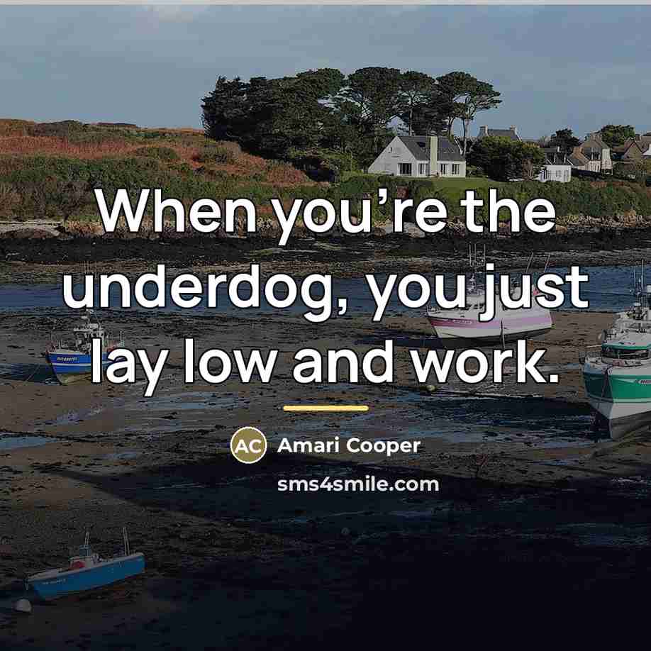 “When you're the underdog, you just lay low and work.…” quote by Amari Cooper