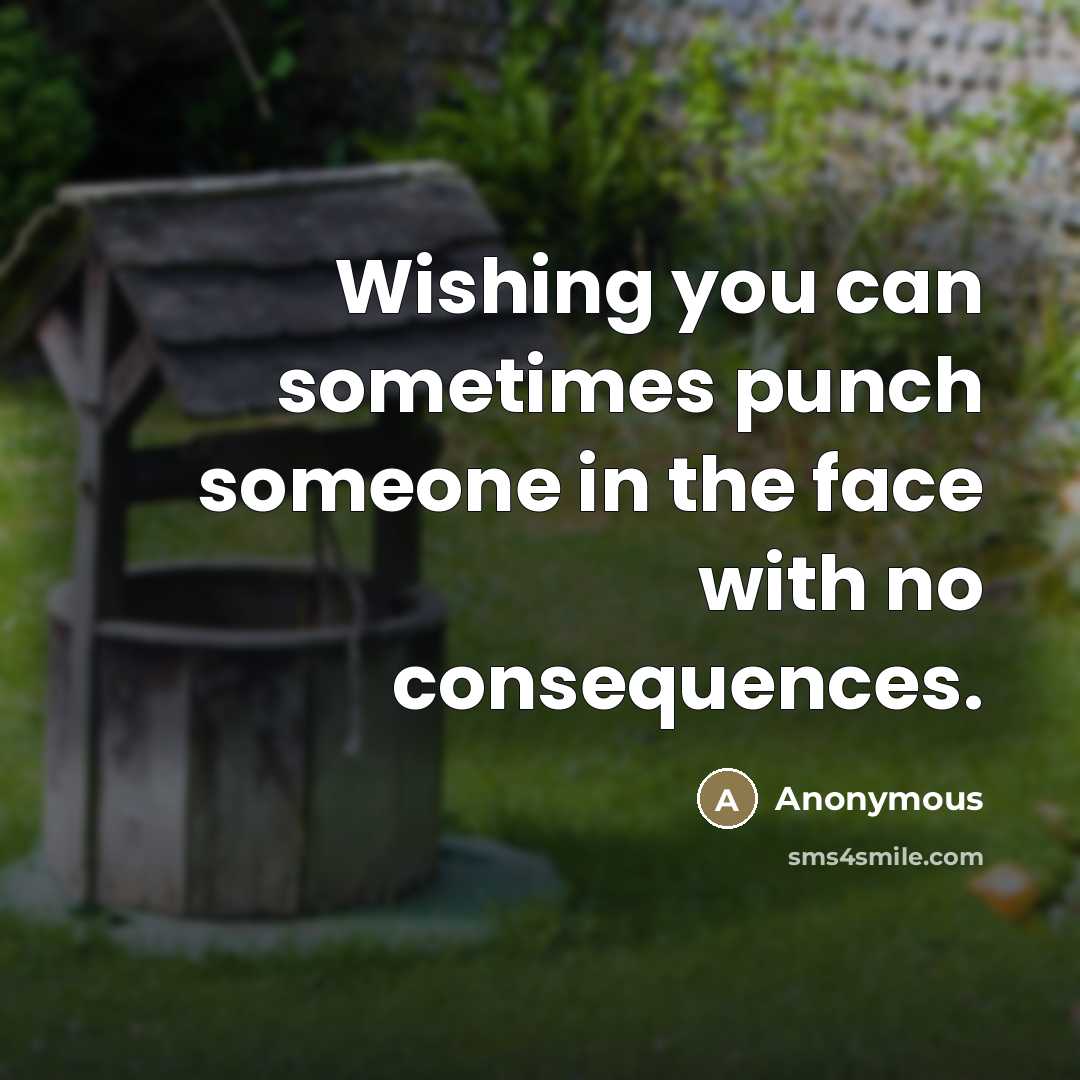 “Wishing you can sometimes punch someone in the face with…” quote by Anonymous