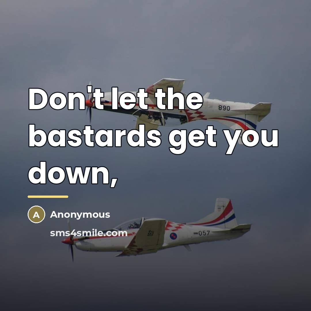 “Don't let the bastards get you down,…” quote by Anonymous