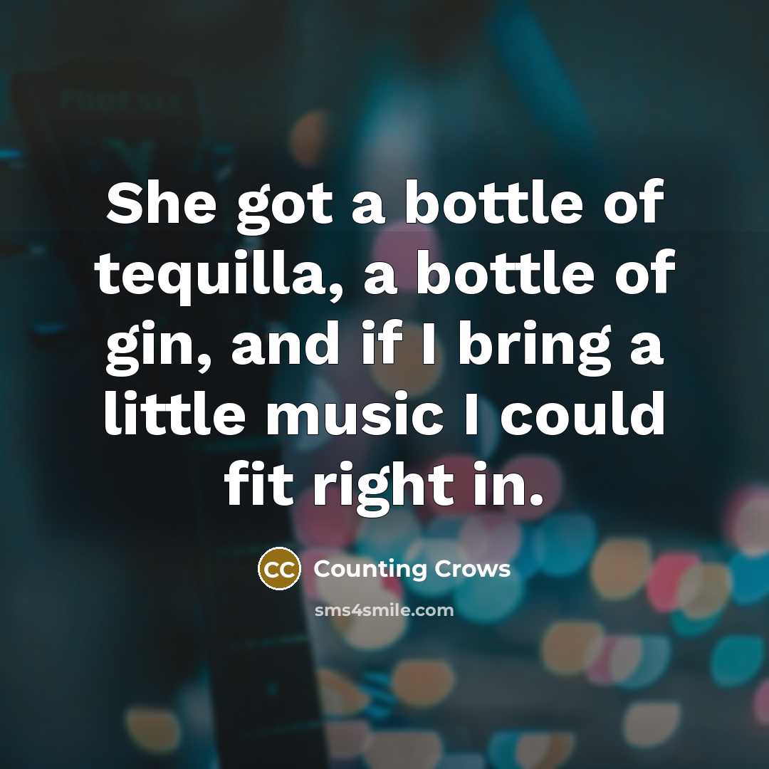“She got a bottle of tequilla, a bottle of gin,…” quote by Counting Crows