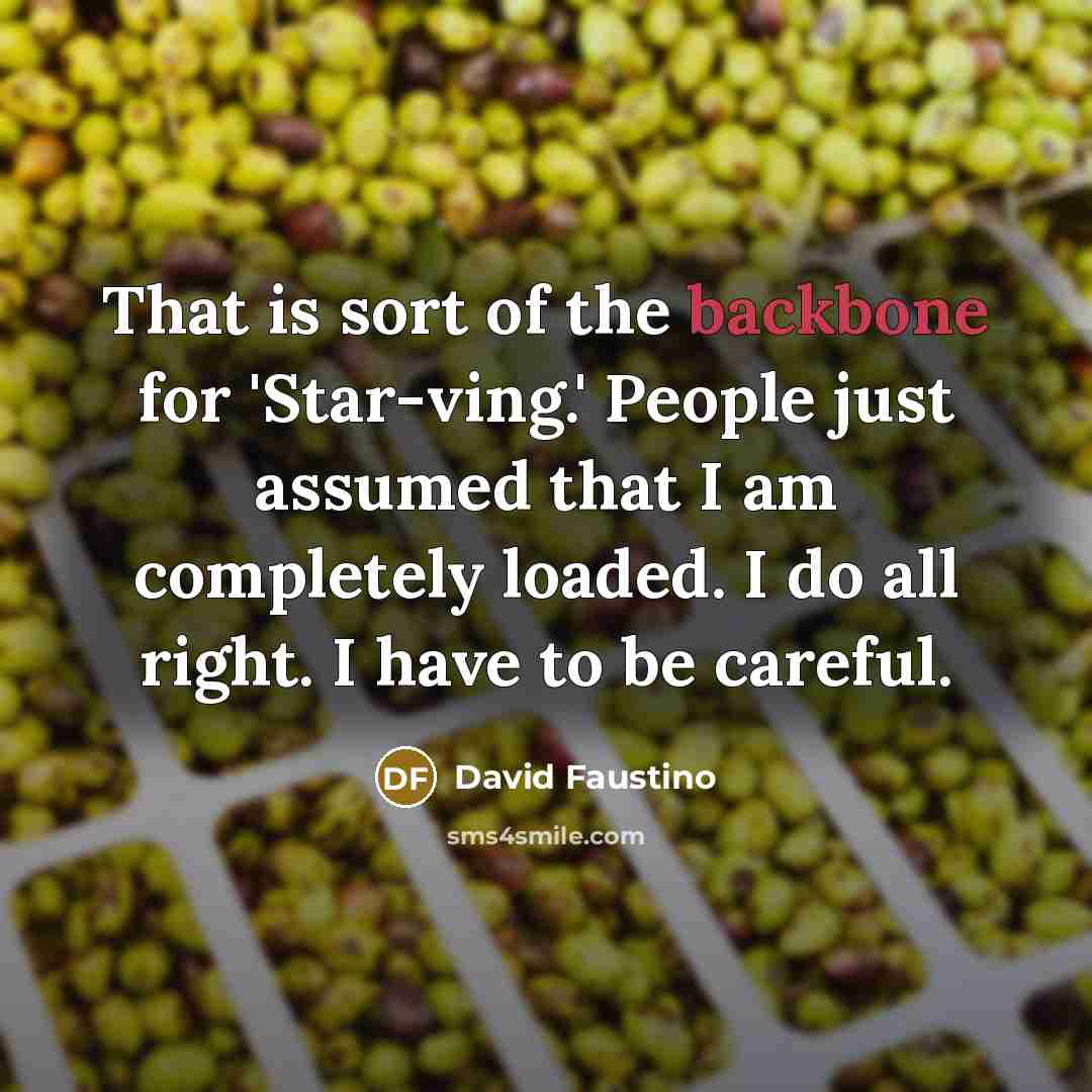 “That is sort of the backbone for 'Star-ving.' People just assumed that I am completely loaded. I do all right. I have to be careful.” quote by David Faustino