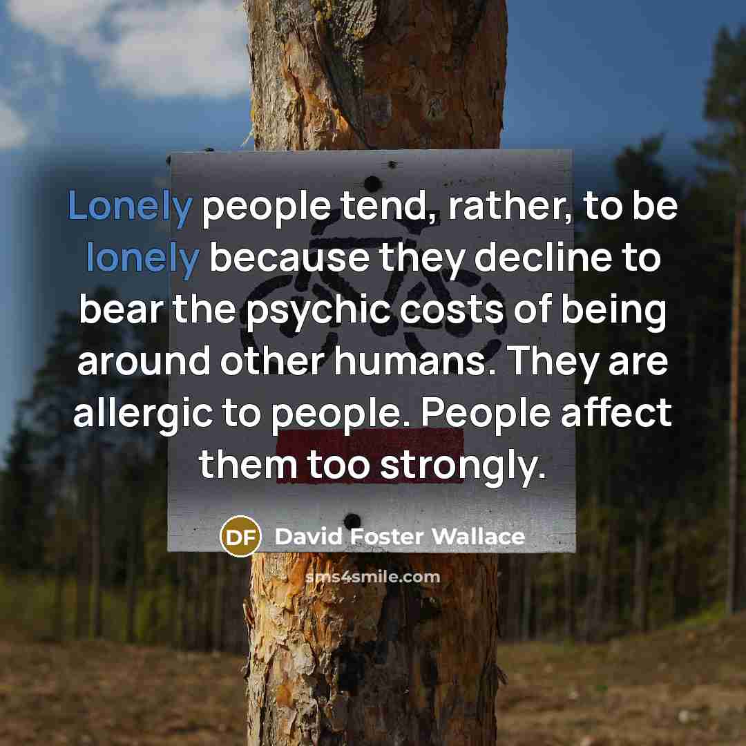 “Lonely people tend, rather, to be lonely because they decline…” quote by David Foster Wallace