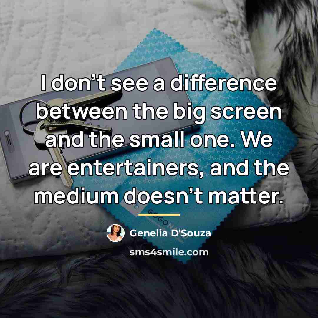 “I don't see a difference between the big screen and…” quote by Genelia D'Souza