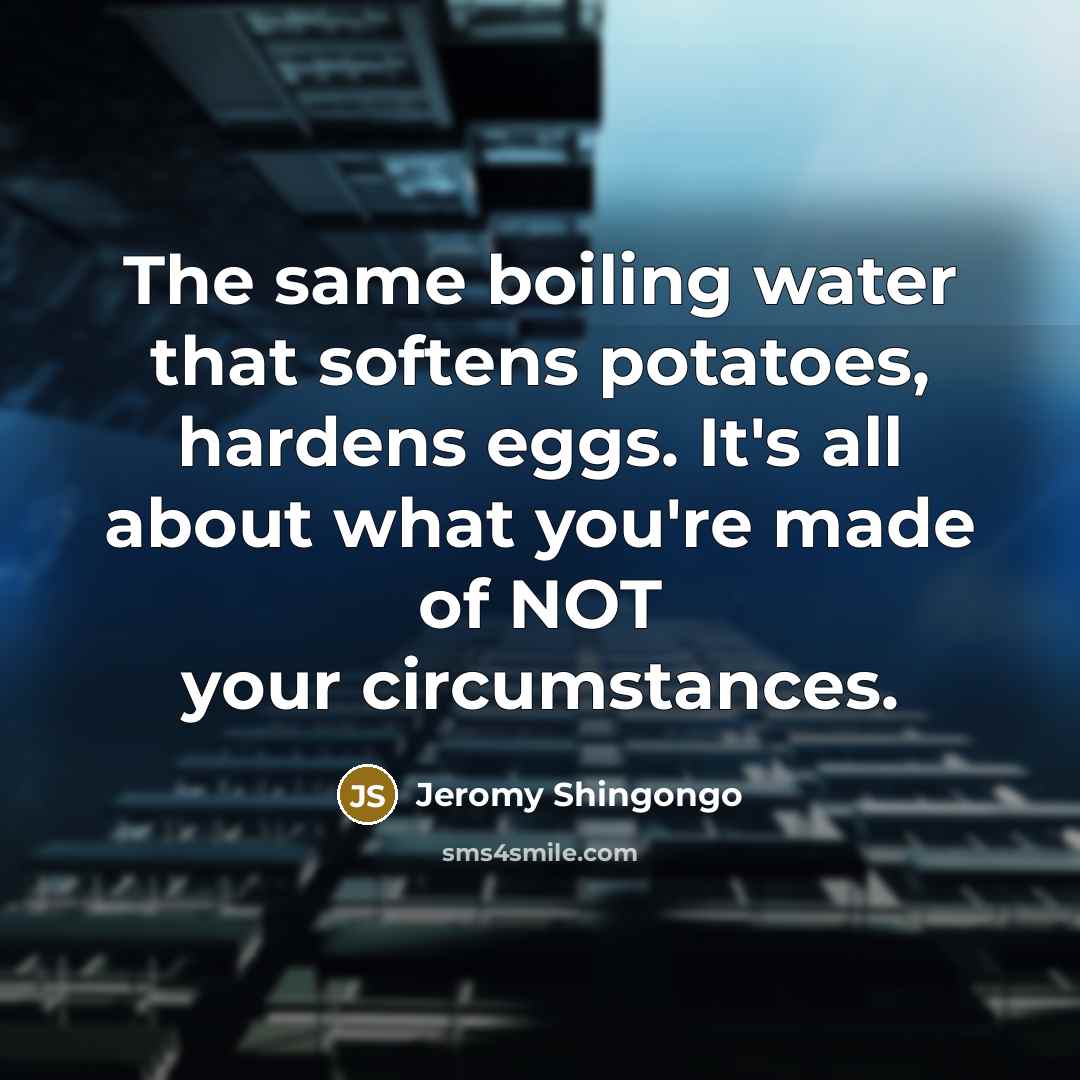 “The same boiling water that softens potatoes, hardens eggs. It's…” quote by Jeromy Shingongo