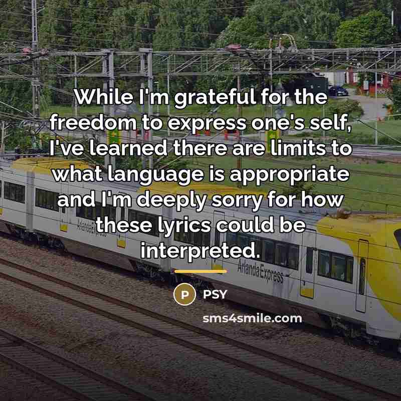 “While I'm grateful for the freedom to express one's self,…” quote by Psy