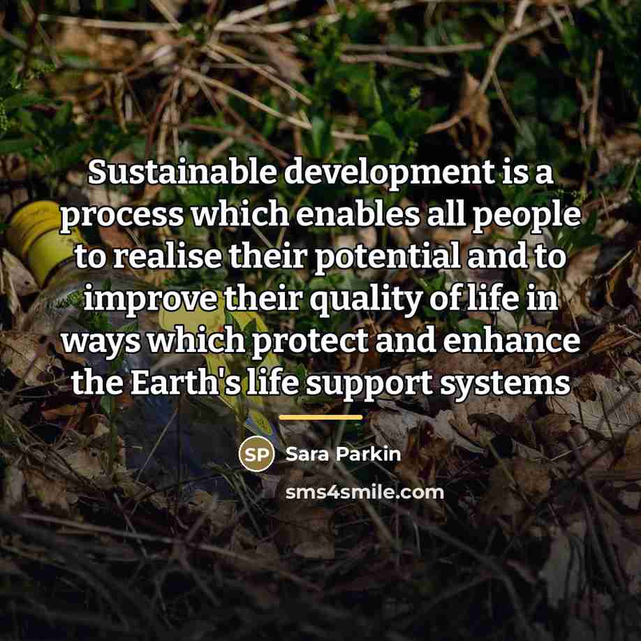 “Sustainable development is a process which enables all people to…” quote by Sara Parkin