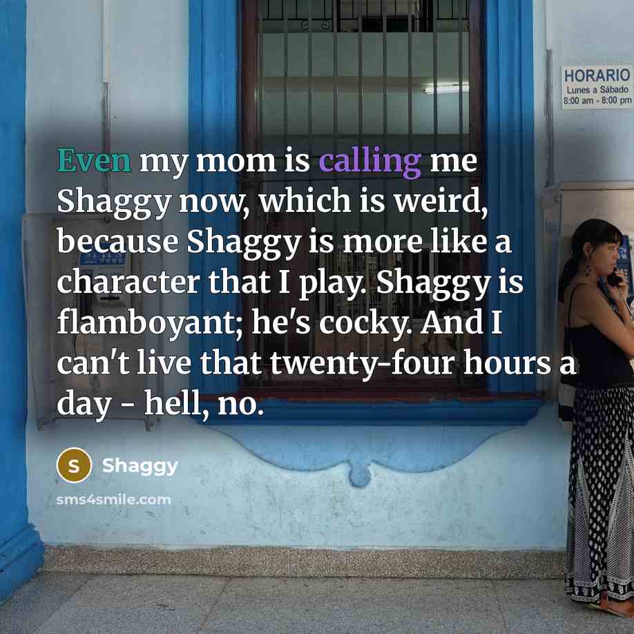 “Even my mom is calling me Shaggy now, which is…” quote by Shaggy