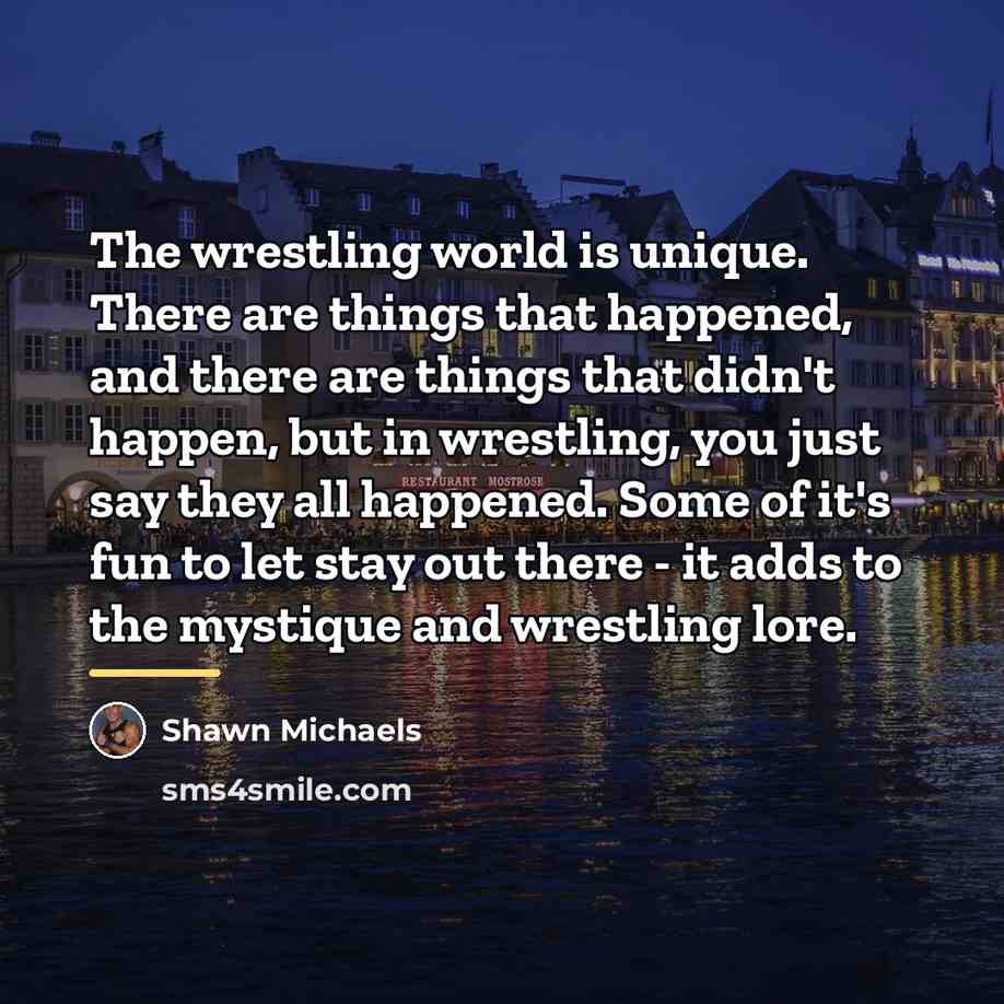 “The wrestling world is unique. There are things that happened,…” quote by Shawn Michaels