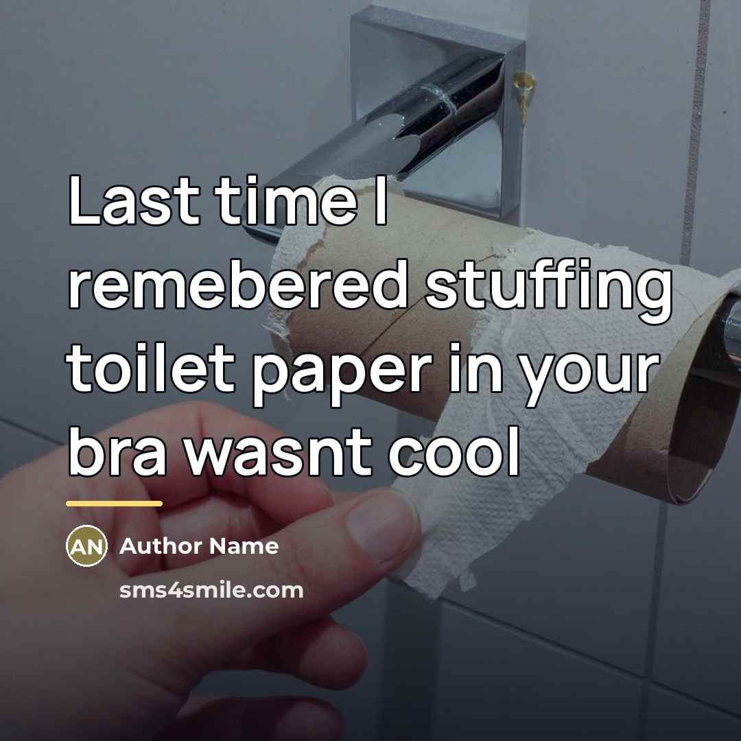 “Last time I remebered stuffing toilet paper in your bra…” quote by Author Name