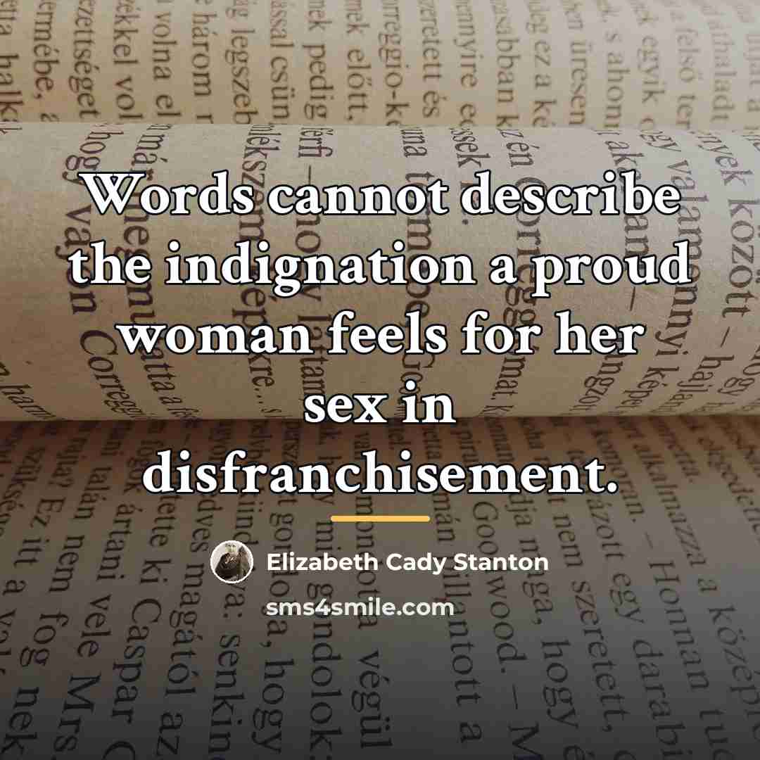 “Words cannot describe the indignation a proud woman feels for…” quote by Elizabeth Cady Stanton