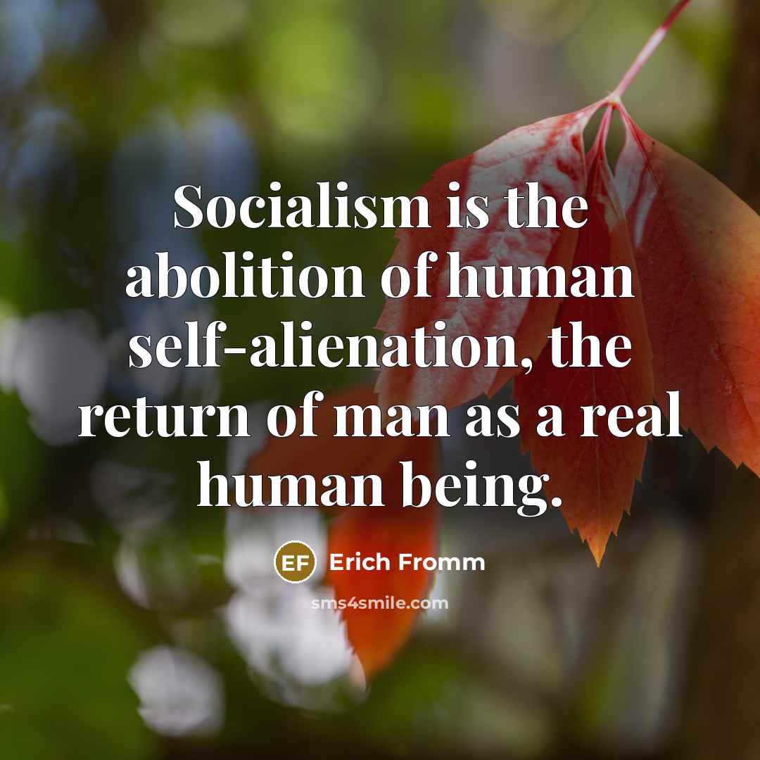 “Socialism is the abolition of human self-alienation, the return of…” quote by Erich Fromm