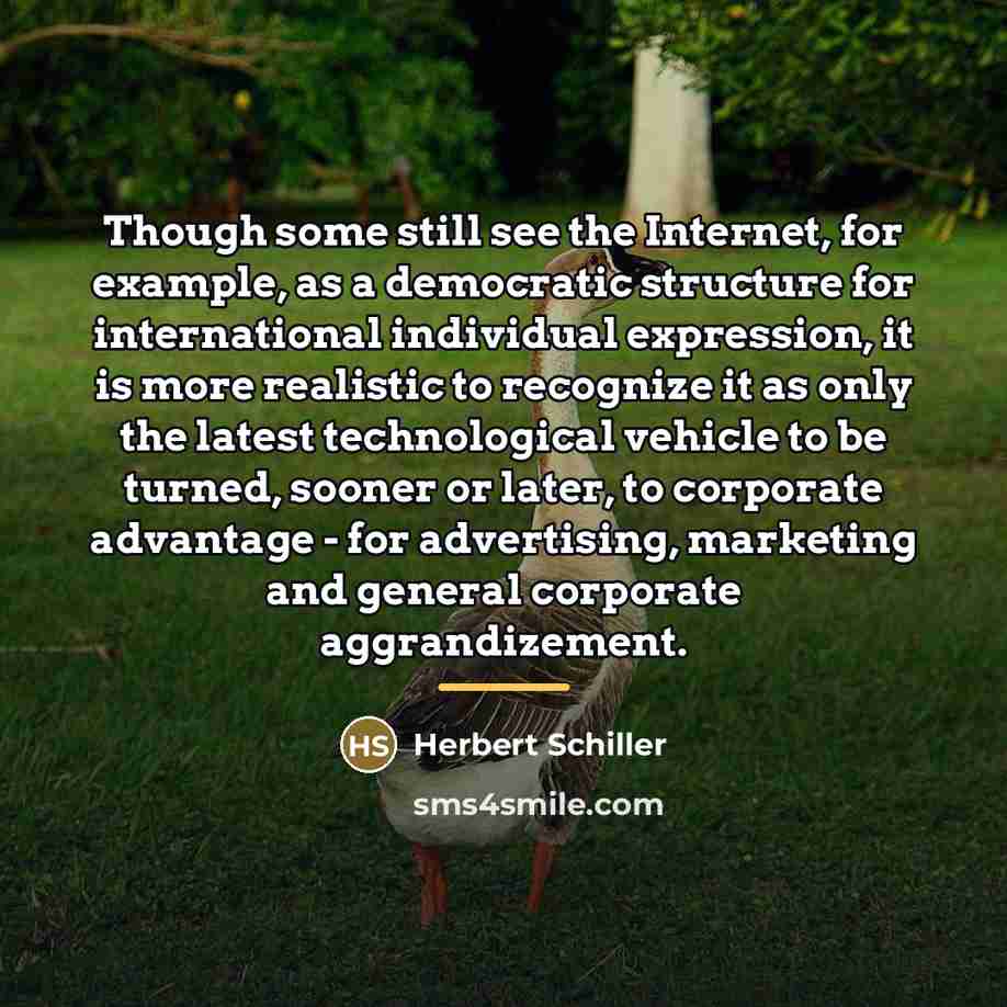 “Though some still see the Internet, for example, as a…” quote by Herbert Schiller