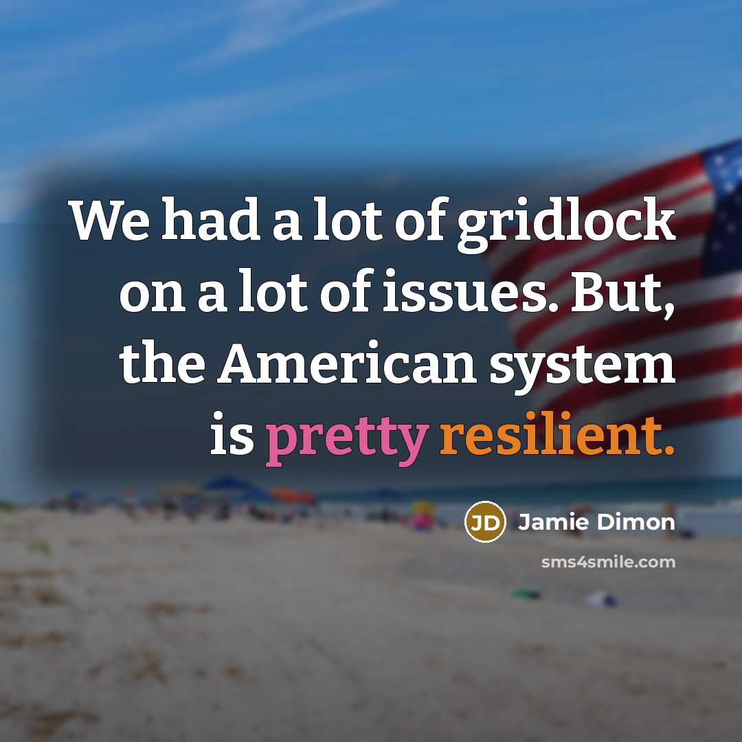 “We had a lot of gridlock on a lot of issues. But, the American system is pretty resilient.” quote by Jamie Dimon