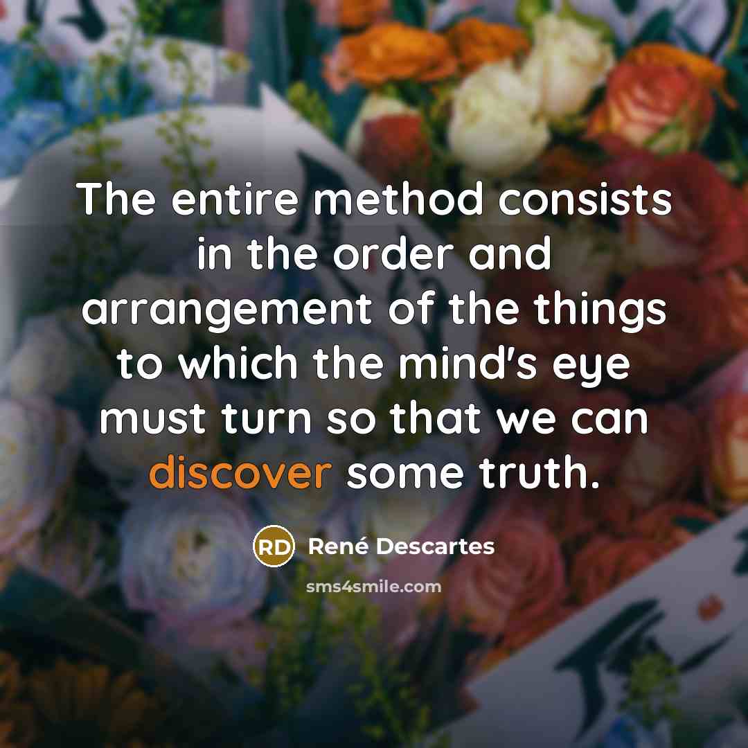 “The entire method consists in the order and arrangement of…” quote by Rene Descartes