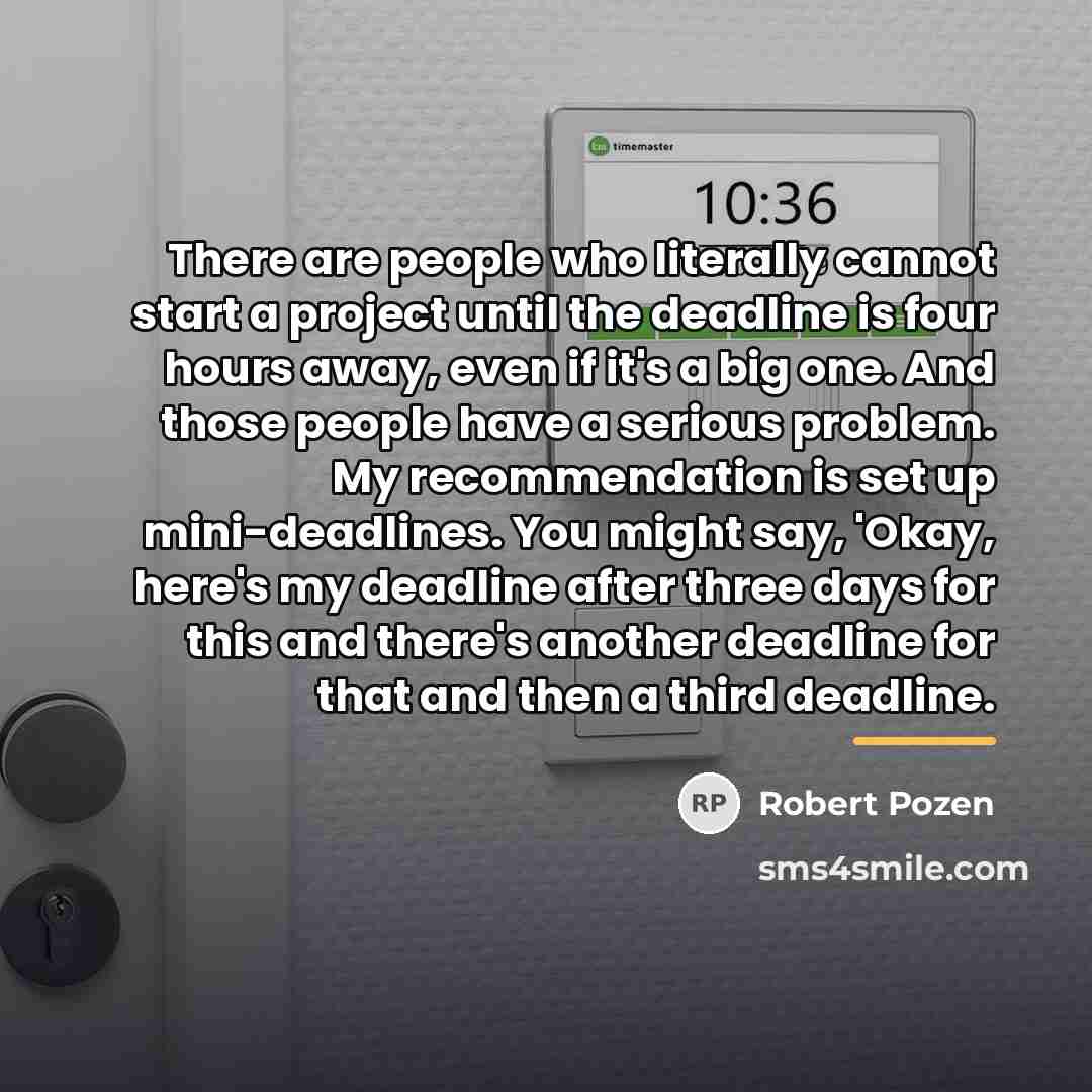 “There are people who literally cannot start a project until…” quote by Robert Pozen