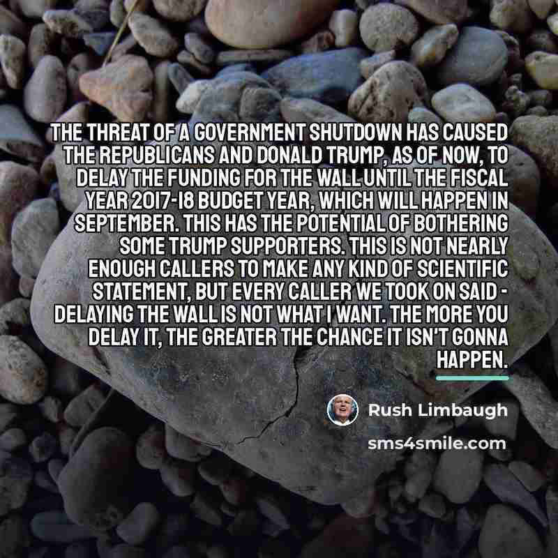 “The threat of a government shutdown has caused the Republicans…” quote by Rush Limbaugh