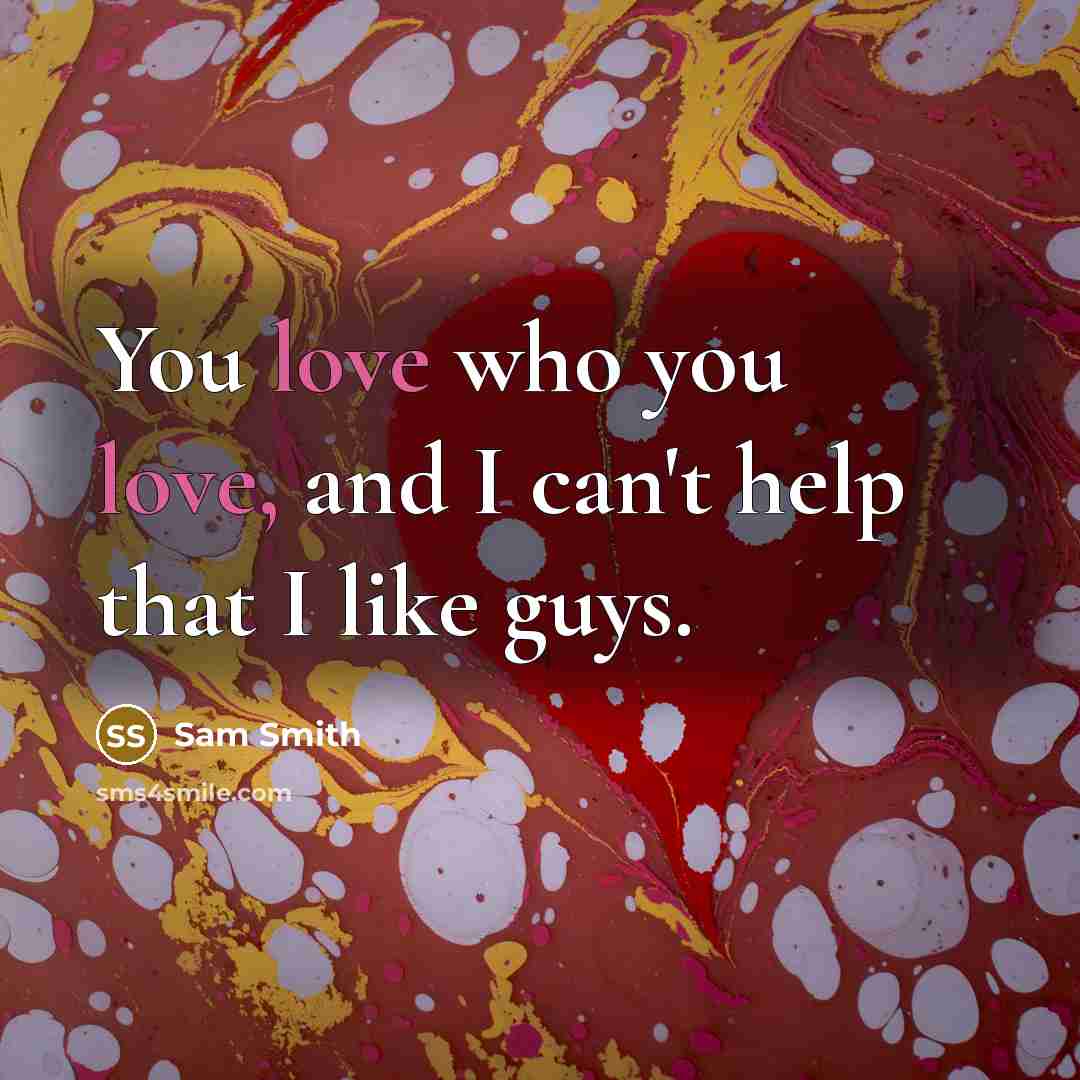 “You love who you love, and I can't help that…” quote by Sam Smith