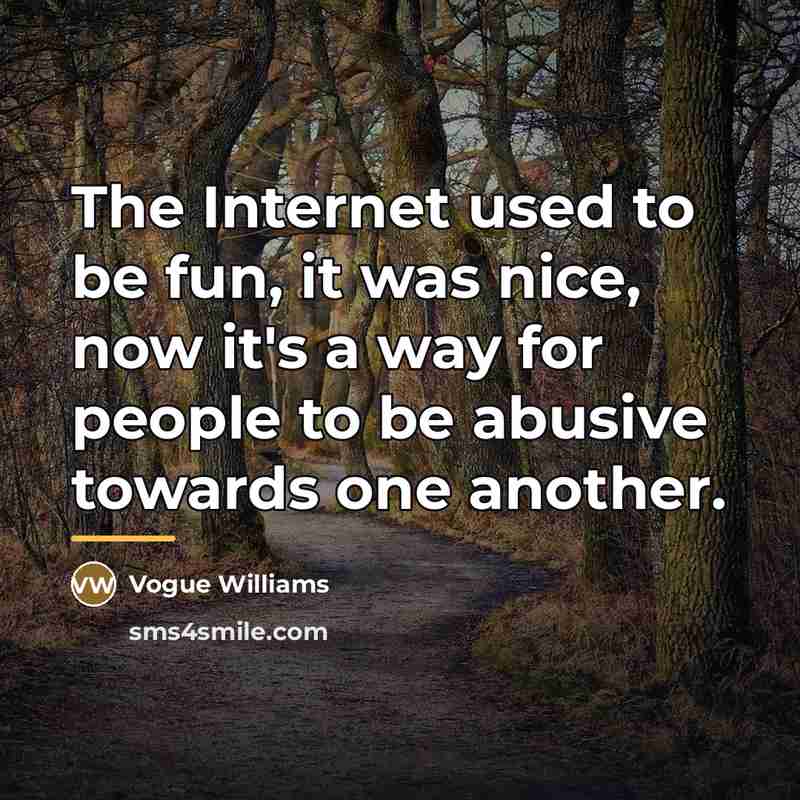 “The Internet used to be fun, it was nice, now…” quote by Vogue Williams