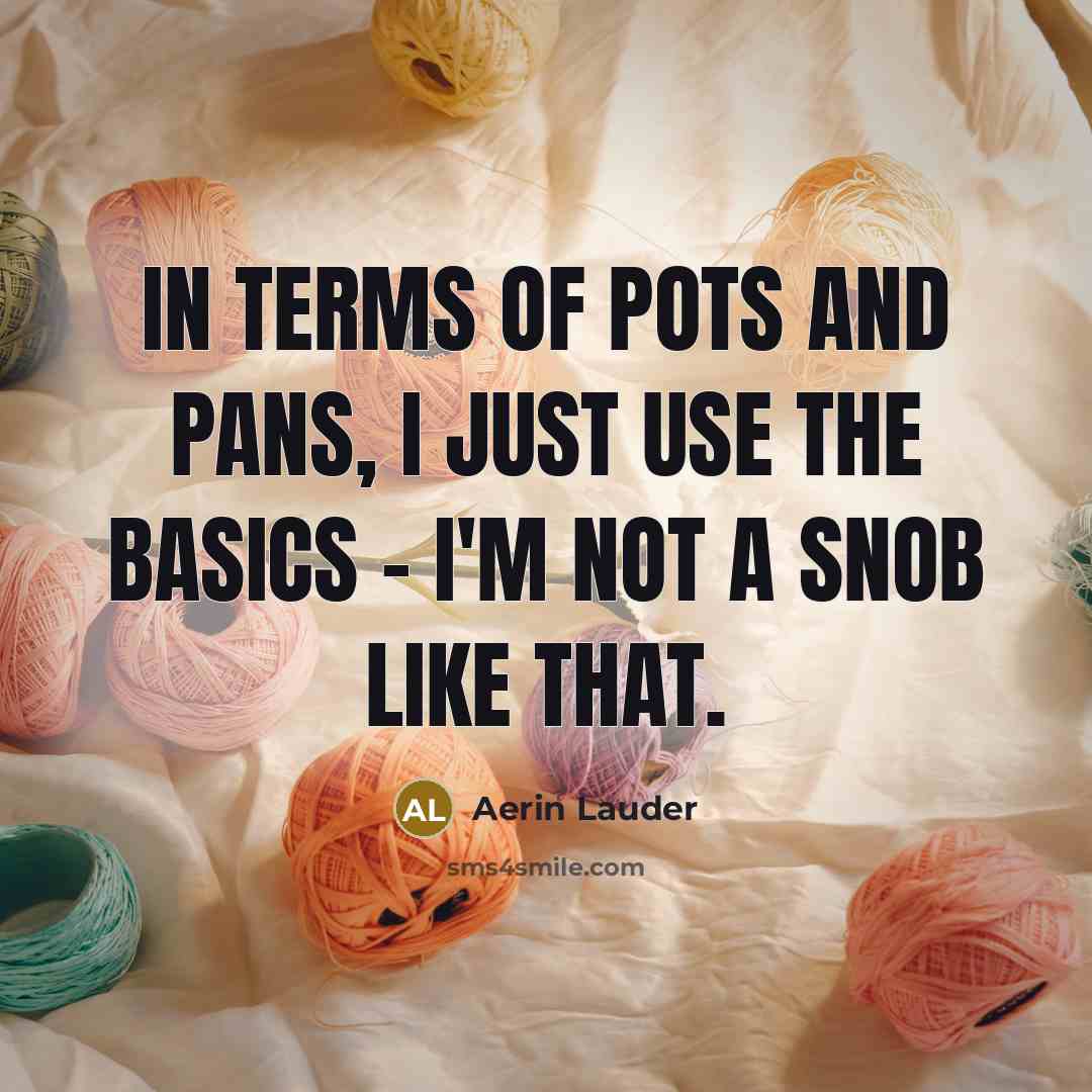 “In terms of pots and pans, I just use the…” quote by Aerin Lauder