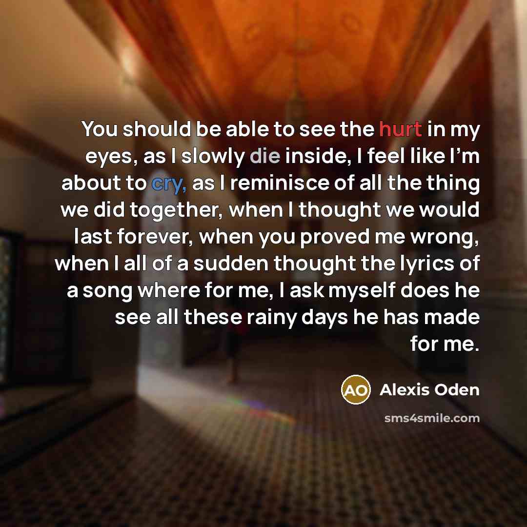 “You should be able to see the hurt in my…” quote by Alexis Oden