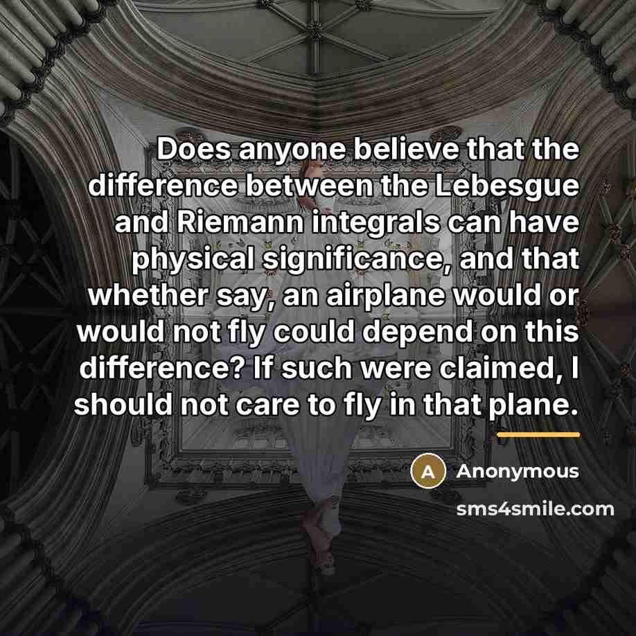 “Does anyone believe that the difference between the Lebesgue and…” quote by Anonymous