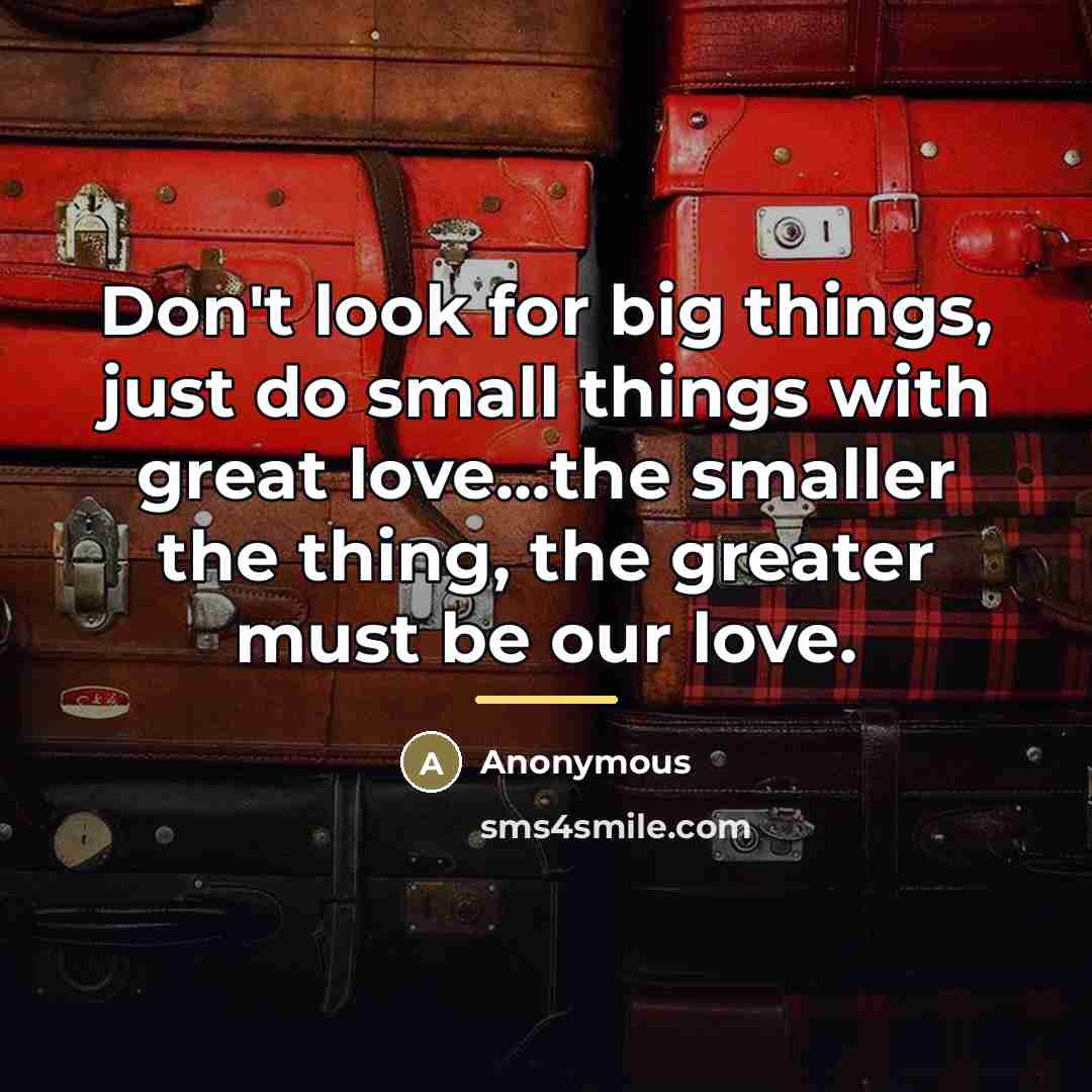 “Don't look for big things, just do small things with…” quote by Anonymous